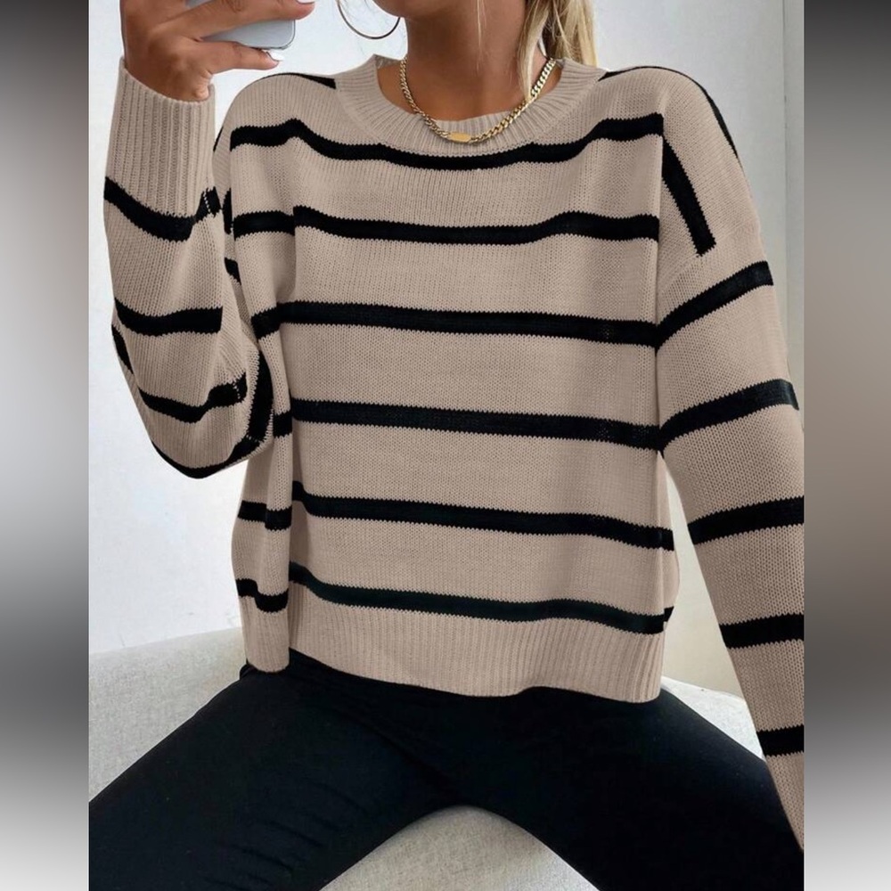 Striped Black and Khaki Sweater